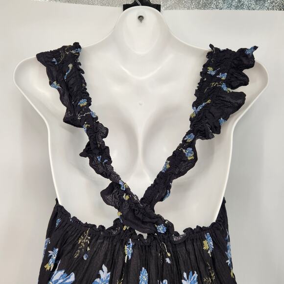 Intimately Free People Bali Wild Daisy Slip Black Ruffle Baby-doll Dress Women M - Picture 8 of 9